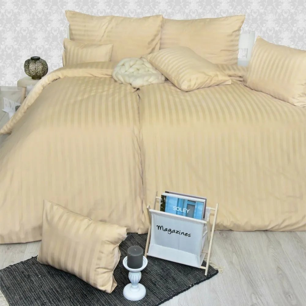 Obliečky damaškové zlaté EMI: Francúzsky set1 200x220 + 2x (70x90)