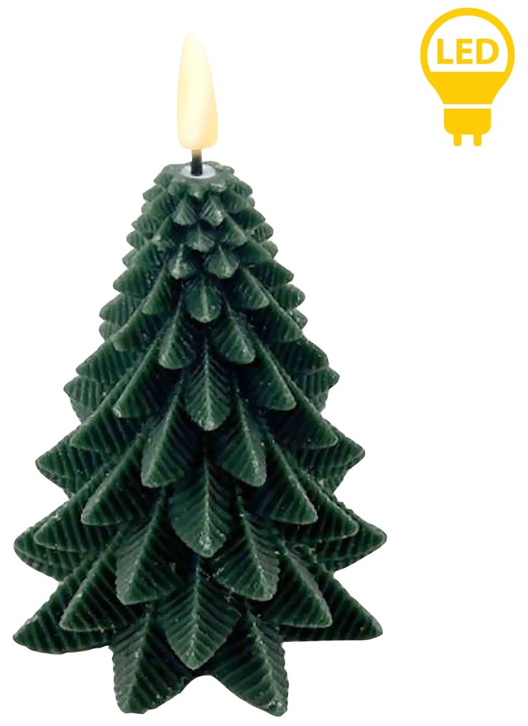 Vánoční LED dekorativní svíčka Nikolao Trh 15 cm zelená