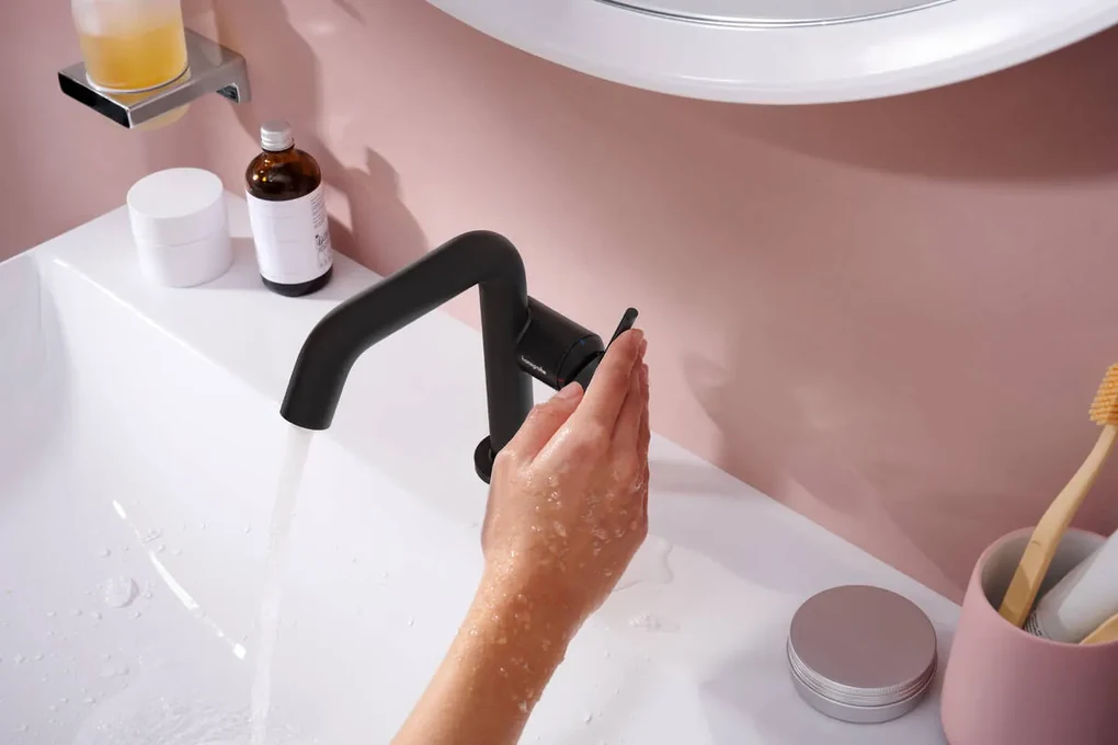 Hansgrohe Tecturis S, páková umývadlová batéria 110 Fine CoolStart EcoSmart+ bez odtokovej súpravy, čierna matná, HAN-73321670