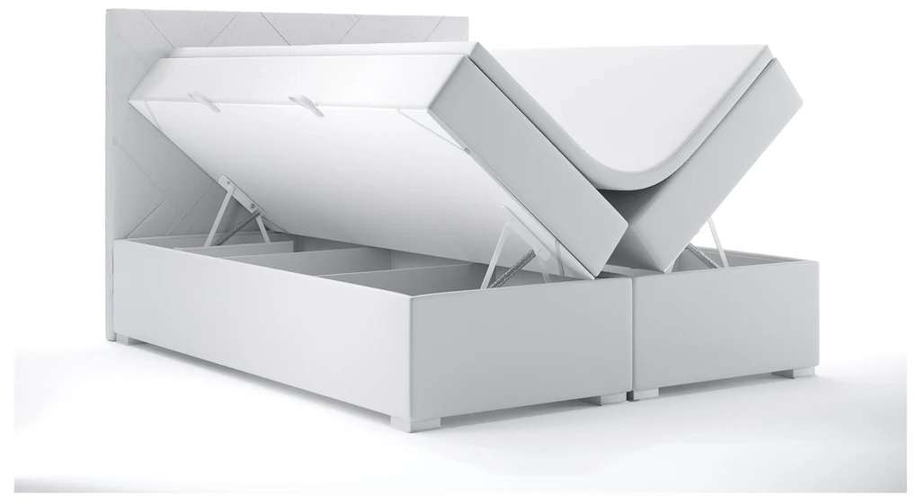 Manželská posteľ Boxspring 160 cm Melo (biela ekokoža) (s úložným priestorom). Akcia -20%. Vlastná spoľahlivá doprava až k Vám domov. 1044175