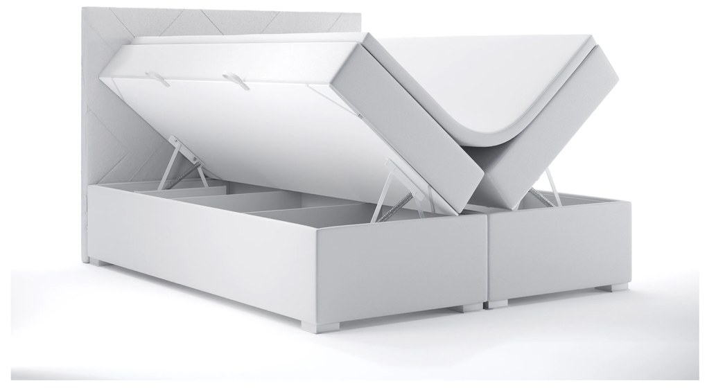 Manželská posteľ Boxspring 160 cm Melo (biela ekokoža) (s úložným priestorom). Vlastná spoľahlivá doprava až k Vám domov. 1044175