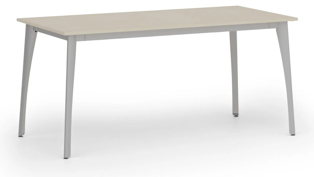 Rokovací kancelársky stôl PRIMO OMEGA, 160x80 cm, sivá podnož, breza