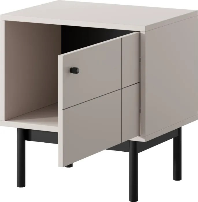 Nočný stolík / skrinka Japandi, béžový kašmír