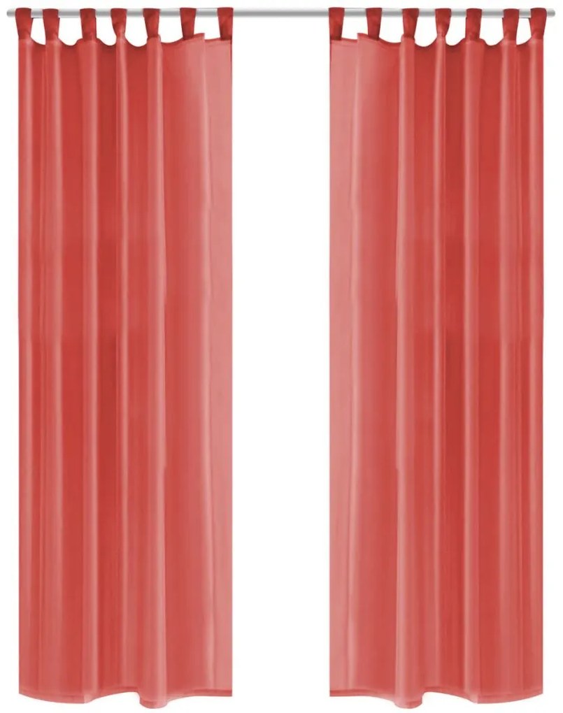 vidaXL Záves z látky voál, 2 ks, 140 x 245 cm, červený
