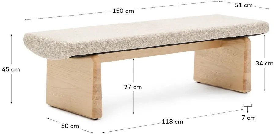 Béžová/v prírodnej farbe ženilková lavica Topaz – Kave Home
