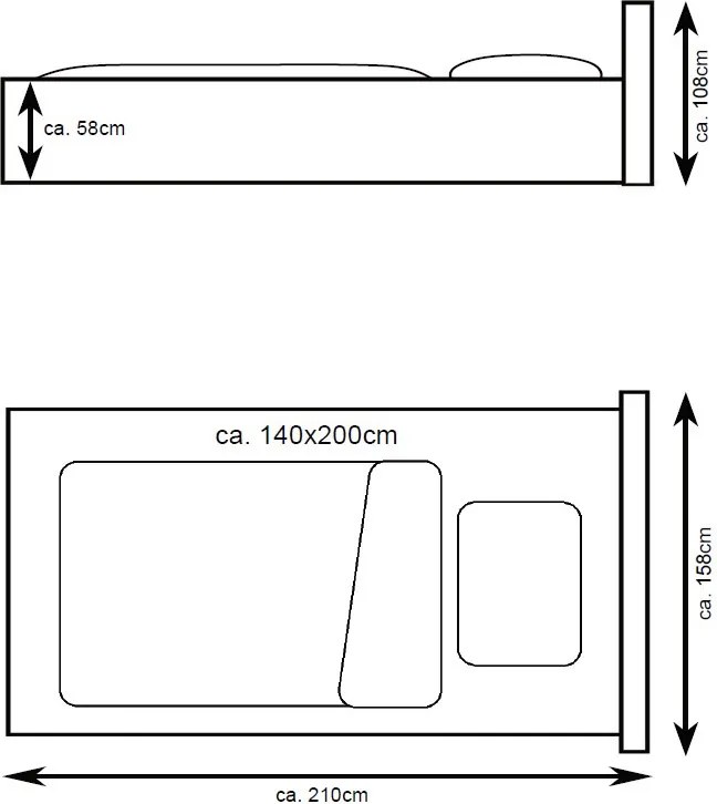 Postel Kalla 140x200 cm, tmavo šedá látka