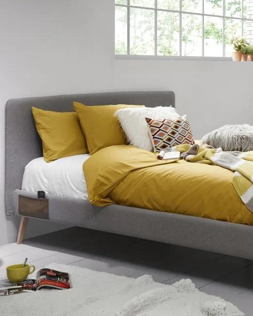 Celočalúnená postel DITA 160 x 200 cm farba sivá, prevedenie polyester
