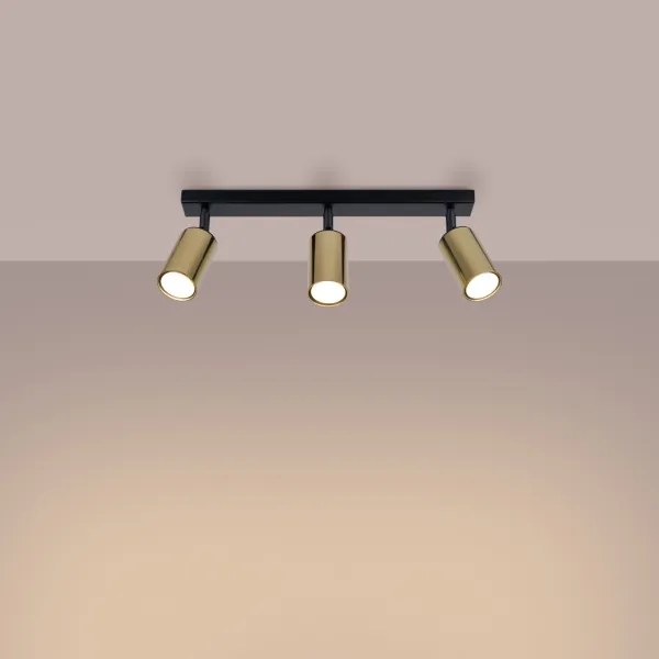 Sollux SL.1384 - Bodové svietidlo WINX 3xGU10/10W/230V čierna/zlatá