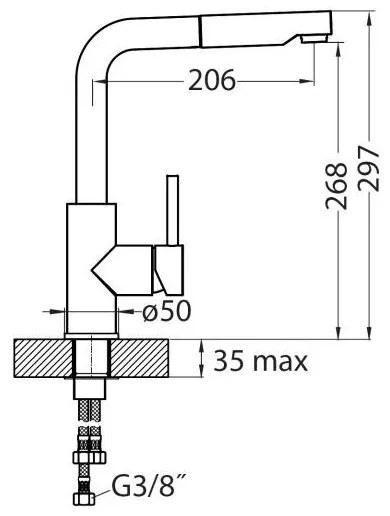 ALVEUS 1135365 - Drezová batéria s vyťahovacou sprškou SARA 29,7 cm lesklý chróm