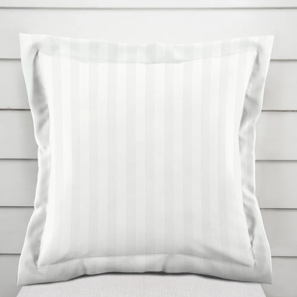 Biante Damašková obliečka na vankúš s lemom Atlas Grádl DM-011 Biela - pásiky 2 cm 60 x 60 cm