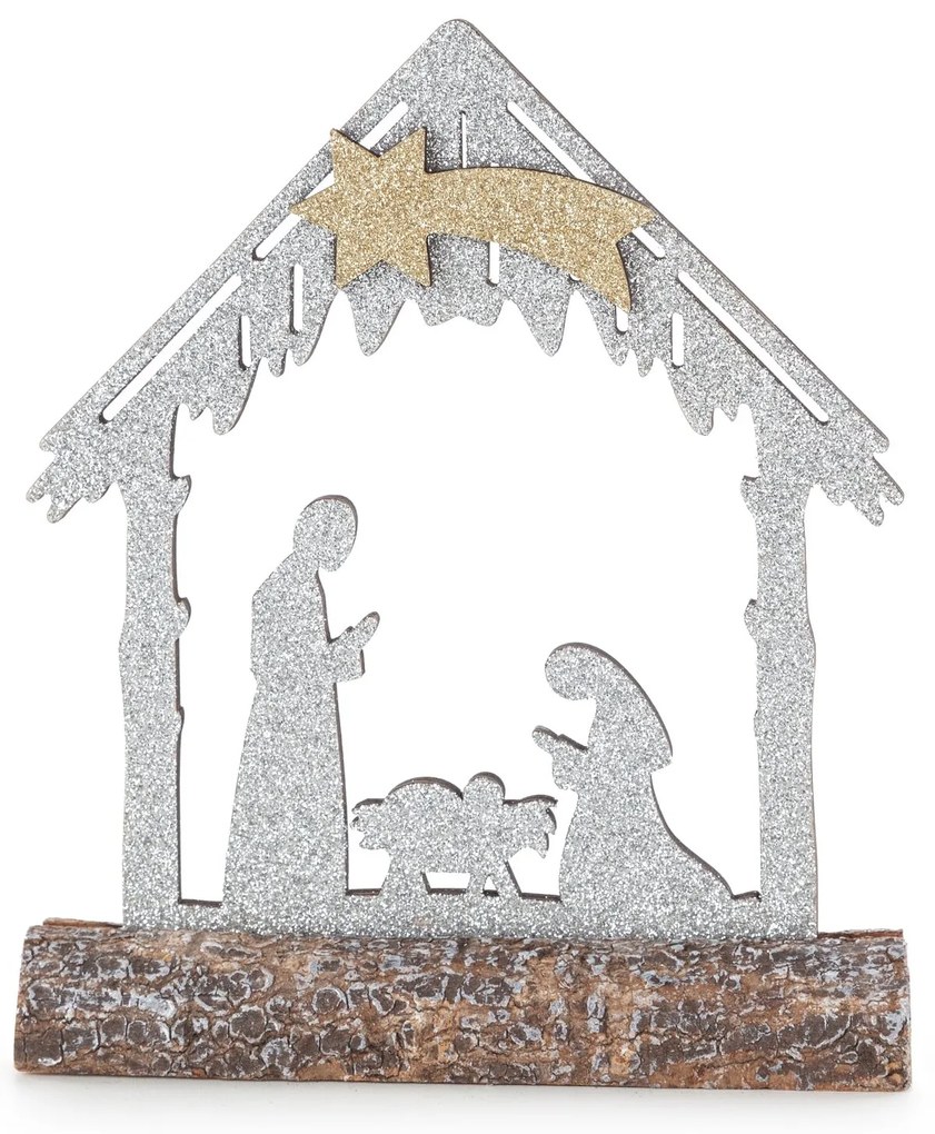 VIANOČNÁ DEKORÁCIA BETLEHEM SADA 6KS 15X17 CM STRIEBORNÁ