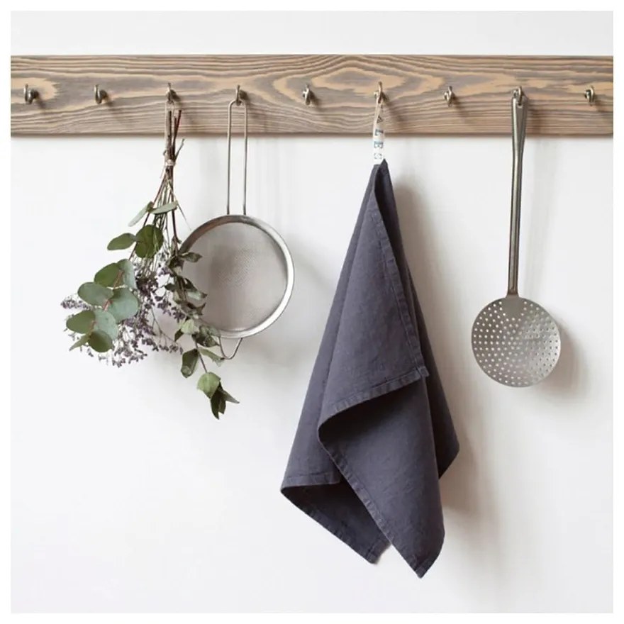 Tmavosivá ľanová utierka Linen Tales, 65 x 45 cm