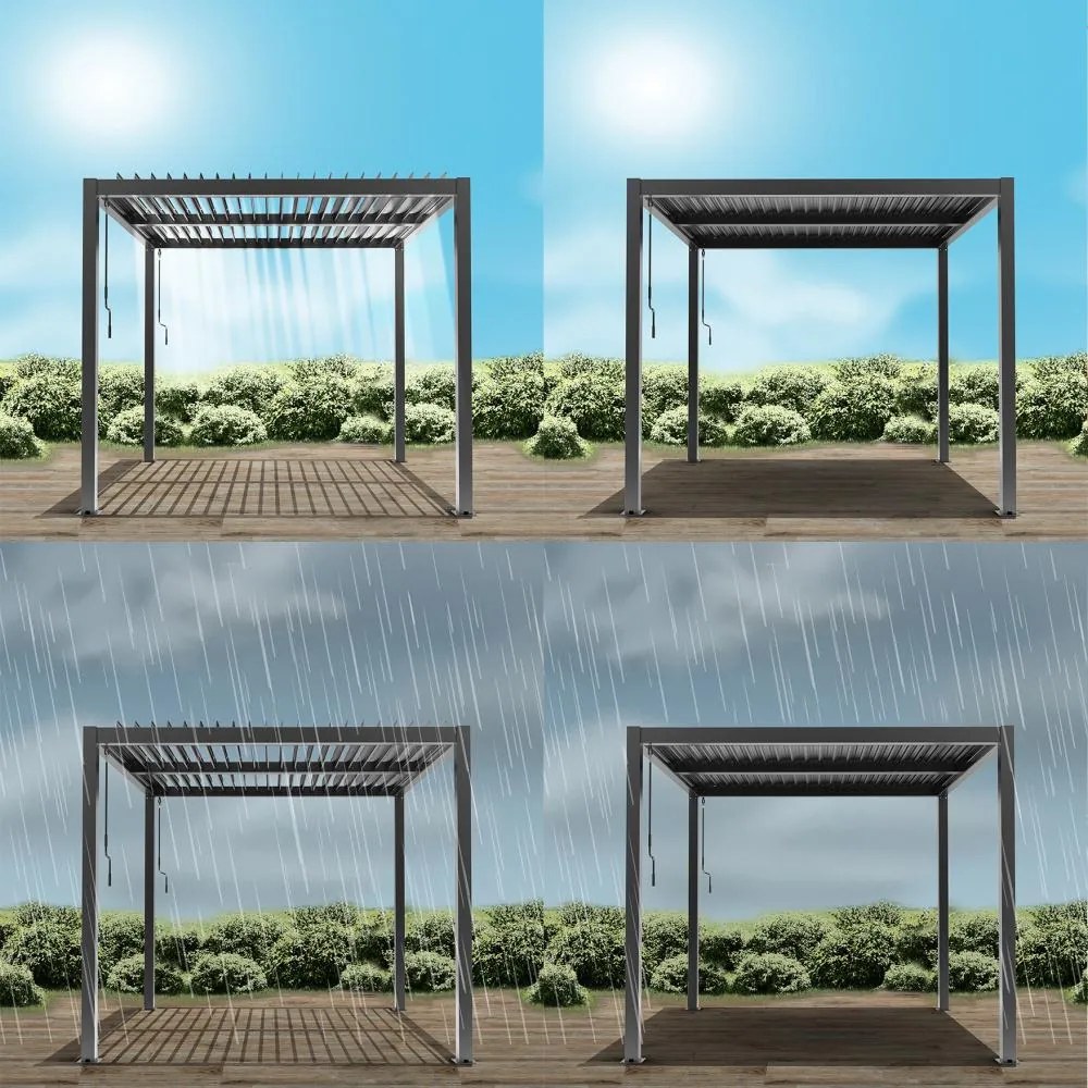 Hliníková bioklimatická pergola s lamelami 3 x 3 M