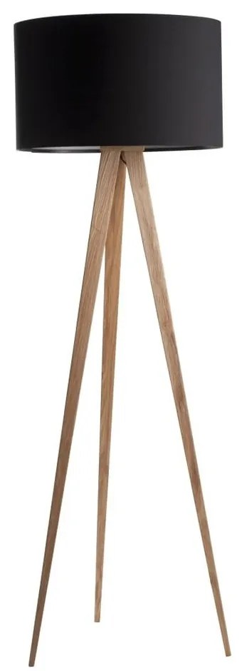 Čierna lampa s drevenými nohami Zuiver Tripod Wood