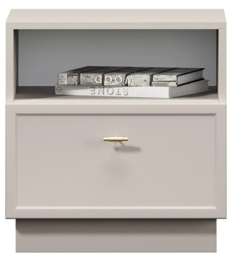 Nočný stolík Lorini 45 cm na sokli - kašmírová / zlatá úchytka T