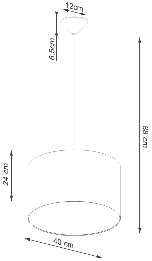 Závesné svietidlo Nova, 1x biele textilné tienidlo, (fi 40 cm)