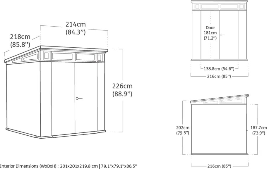 PENT Signature HORIZONTAL WALNUT záhradný domček 7x7, hnedý 216x216x226