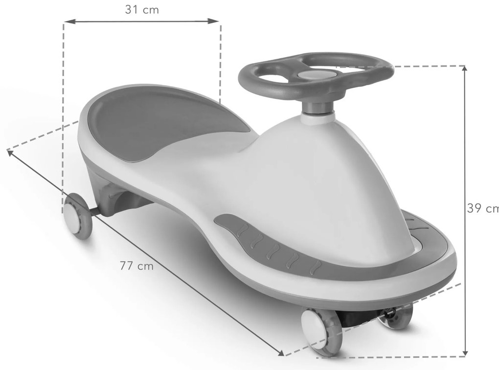 Kidwell ROLLO šedé balančné odrážadlo s LED kolieskami, nosnosť 100 kg