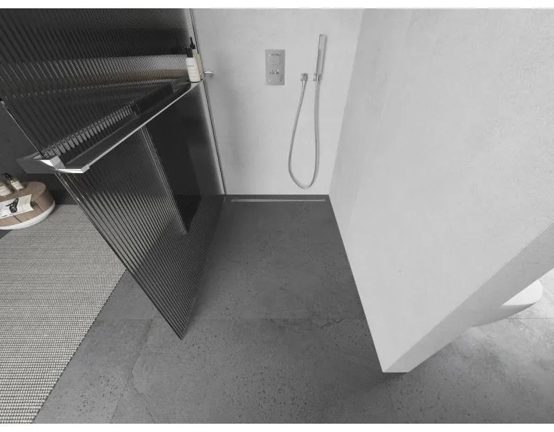 Mexen Kioto, sprchová zástena s poličkou a vešiakom na uteráky 110 x 200 cm, 8mm sklo s rebrovým vzorom, chrómový profil, 800-110-121-01-09