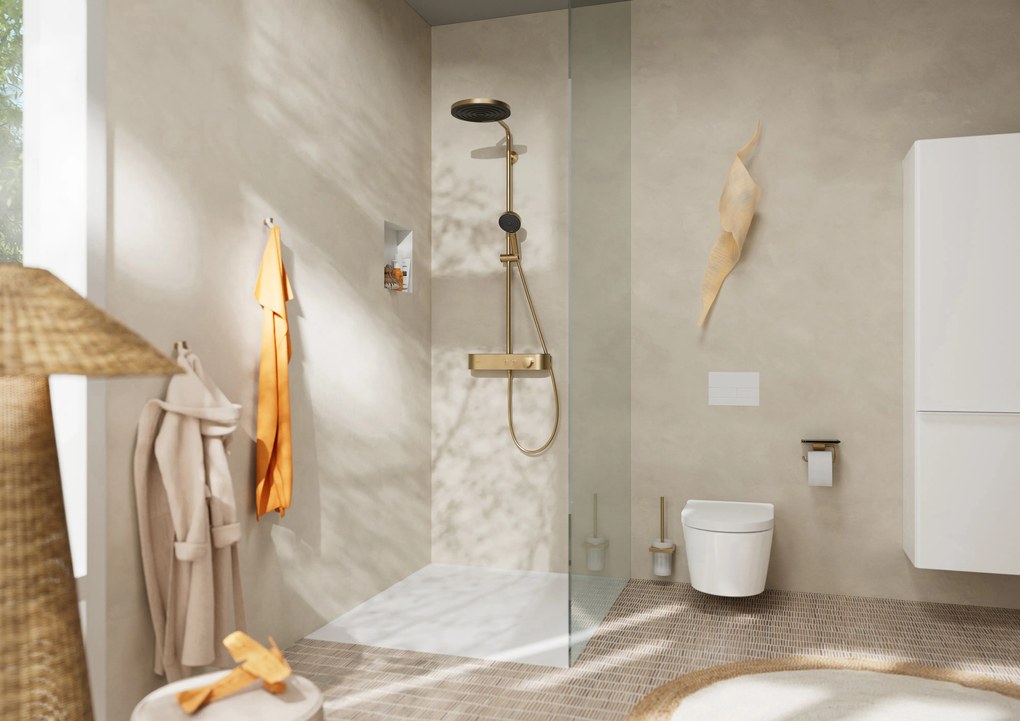 Hansgrohe Pulsify S, Showerpipe 260 1jet s termostatom ShowerTablet Select 400, kartáčovaný bronz, HAN-24220140