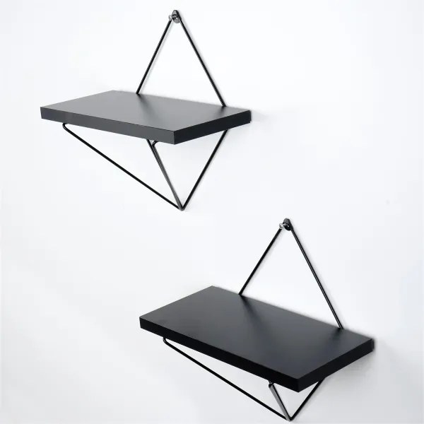 SADA 2x Nástenná polica čierna