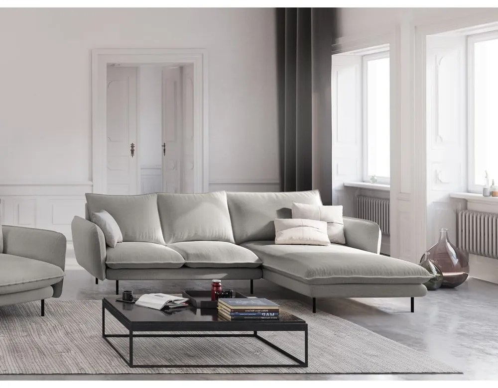 Svetlosivá rohová pohovka Cosmopolitan Design Vienna, pravý roh