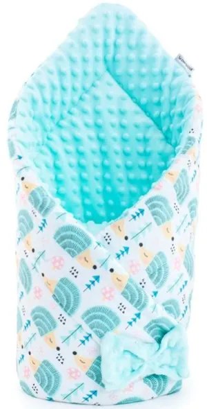 NEW BABY Obojstranná zavinovačka z Minky New Baby 75x75 cm ježko mätová