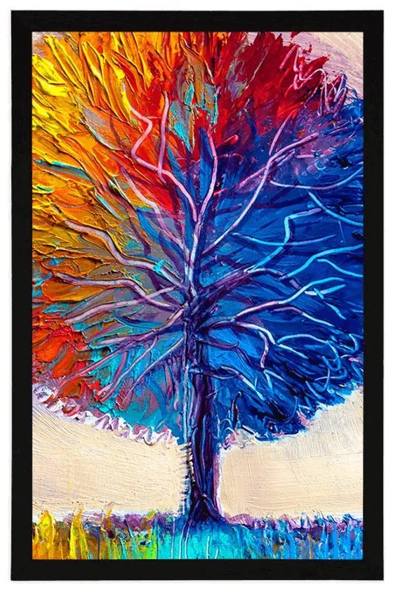 Plagát farebný akvarelový strom - 60x90 silver
