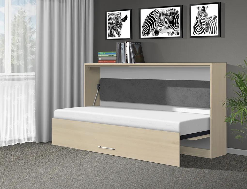 Nabytekmorava Sklápacia posteľ VS1056, 200x90cm farba lamina: dub sonoma svetlá/biele dvere, Varianta dverí: matné