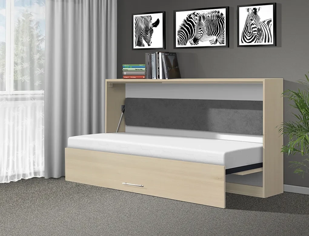 Nabytekmorava Sklápacia posteľ VS1056, 200x90cm farba lamina: orech lyon/biele dvere, Varianta dverí: matné
