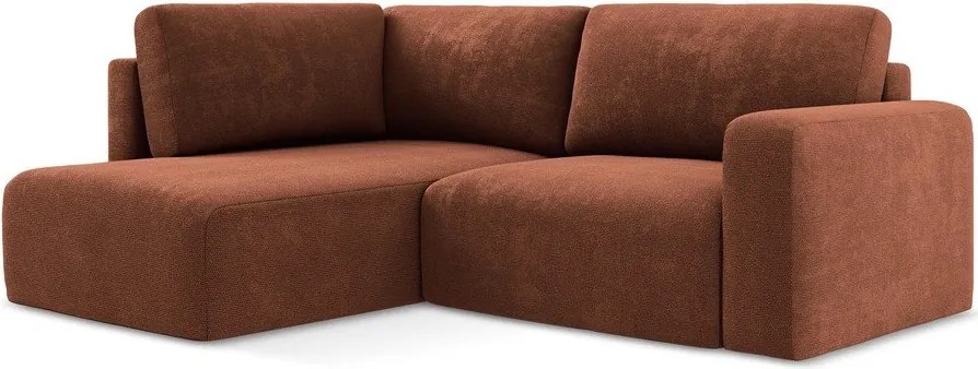 Ženilková rozkladacia/s úložným priestorom rohová pohovka v terakotovej farbe (ľavý roh/do L) Kona – Makamii