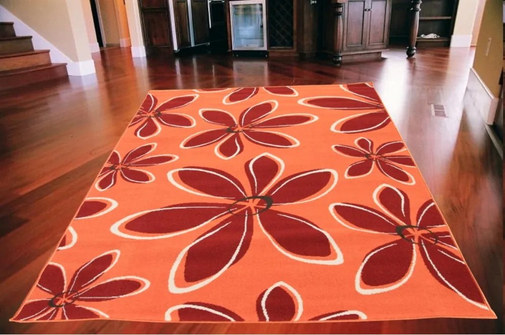 Kusový koberec PP Kvety oranžový, Velikosti 120x170cm