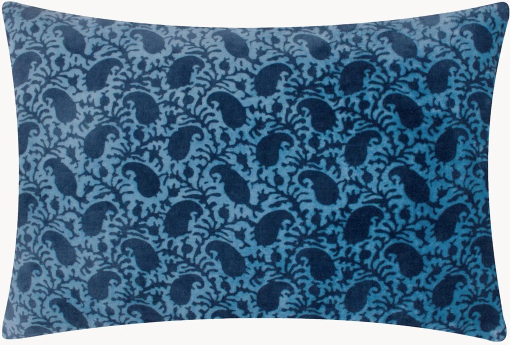 Zamatový vankúš s grafickým vzorom a výplňou z kačacieho peria Boteh