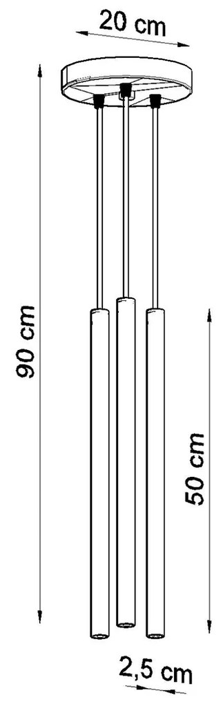 Závesné svietidlo Pastelo, 3x zlaté kovové tienidlo, b, o