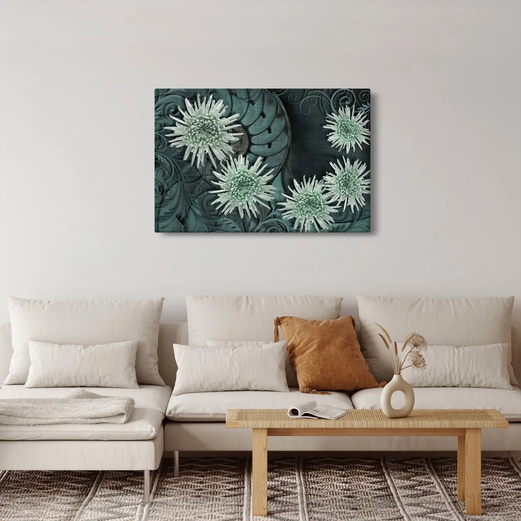 Obraz - Zelené kvety (90x60 cm)