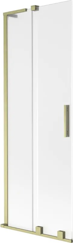 Mexen Velar L, 2-krídlová posuvná vaňová zástena 75 x 150 cm, 8mm sklo námraza, zlatá matná, 896-075-003-31-55