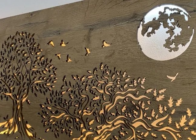 Obraz stromov a mesiaca na batériu