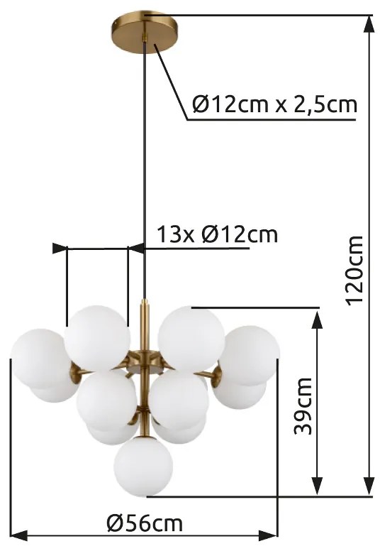 GLOBO GRAPPY 56143-13G Závesné svietidlo