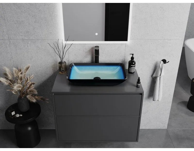 Mexen Megan, sklenené umývadlo na dosku 56 x 36 x 11 cm, modrá, 24135647