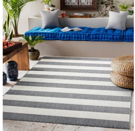 Koberec Floorlux sizal flat 48644/637- Pásy sivo biely