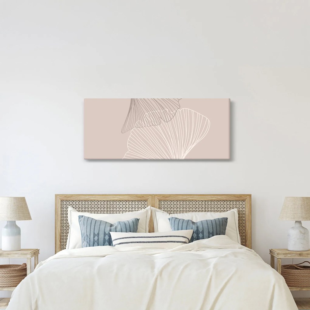 Obraz - Béžové listy N⁰2 (120x50 cm)