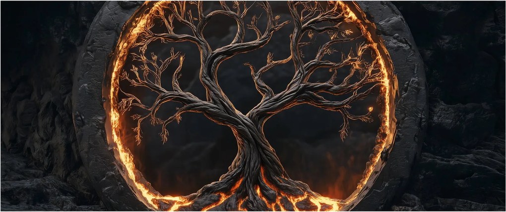 Obraz – Strom života v láve I. (120x50 cm)