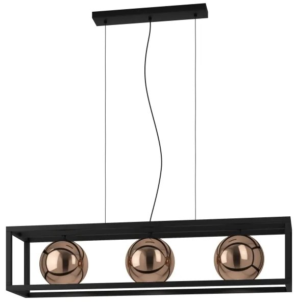 Eglo 390091 - Luster na lanku CORDOBA 3xE27/40W/230V medená/čierna
