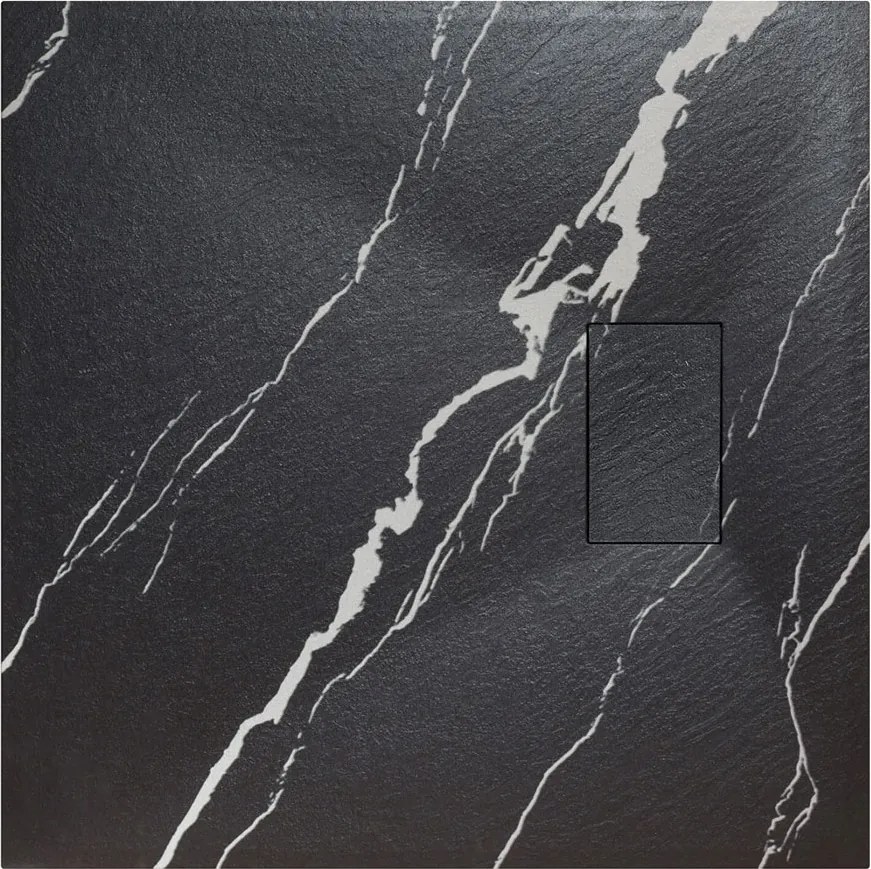 Besco Štvorcová sprchová vanička z SMC kompozitu VEXO MARBLE BLACK SQ 80x80 (90x90) BESCO-Rozmery: 90x90