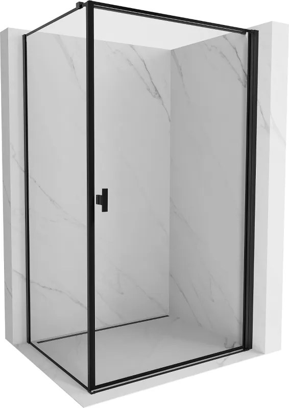 Mexen Mist-B, 1-krídlový výklopný sprchový kút, pravý, 100 x 70 cm, číre sklo-čierny rám, 8A2T-100-070-70-70-P