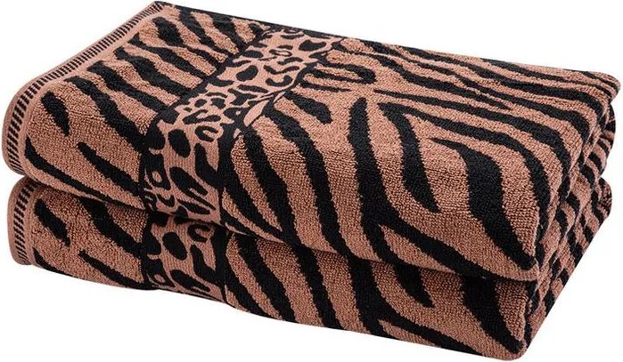 Súprava 2 ks žakárových osušiek ZEBRA hnedá 70 x 140 cm