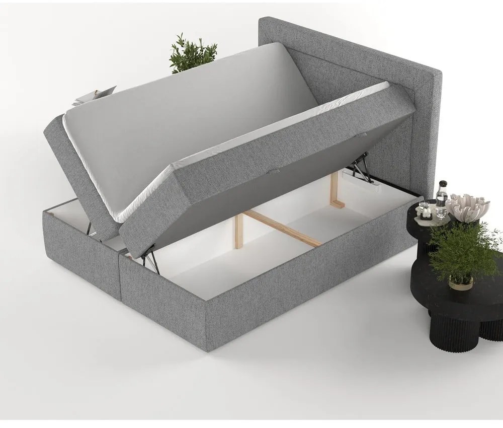 Sivá boxspring posteľ s úložným priestorom 140x200 cm Imagine – Maison de Rêve