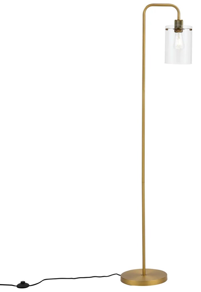 Dizajnová stojaca lampa bronzová s čírym sklom - Domo