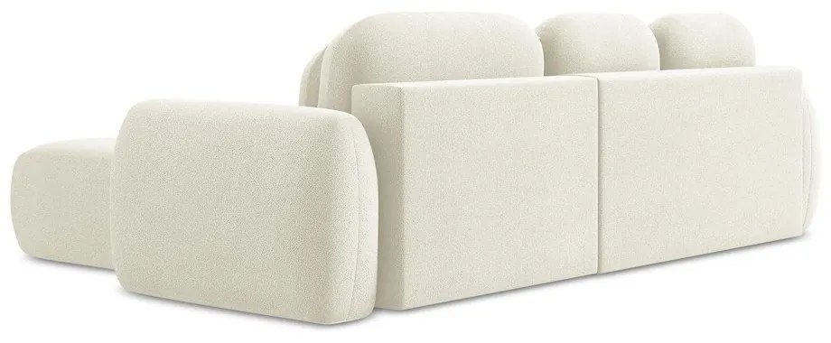 Béžová rozkladacia/s úložným priestorom rohová pohovka z textílie buklé (pravý roh/s leňoškou) Pele – Makamii