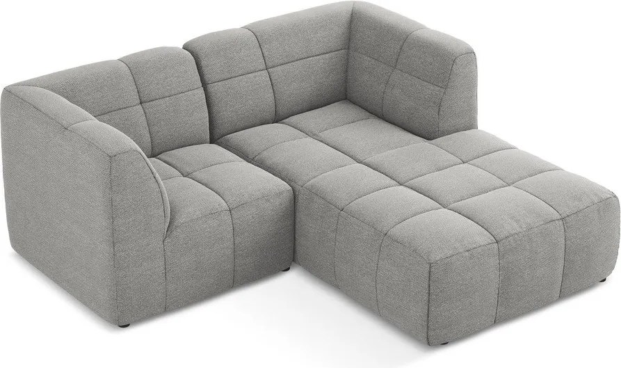 Sivá rohová pohovka z textílie buklé (pravý roh/s leňoškou) Aloha – Makamii